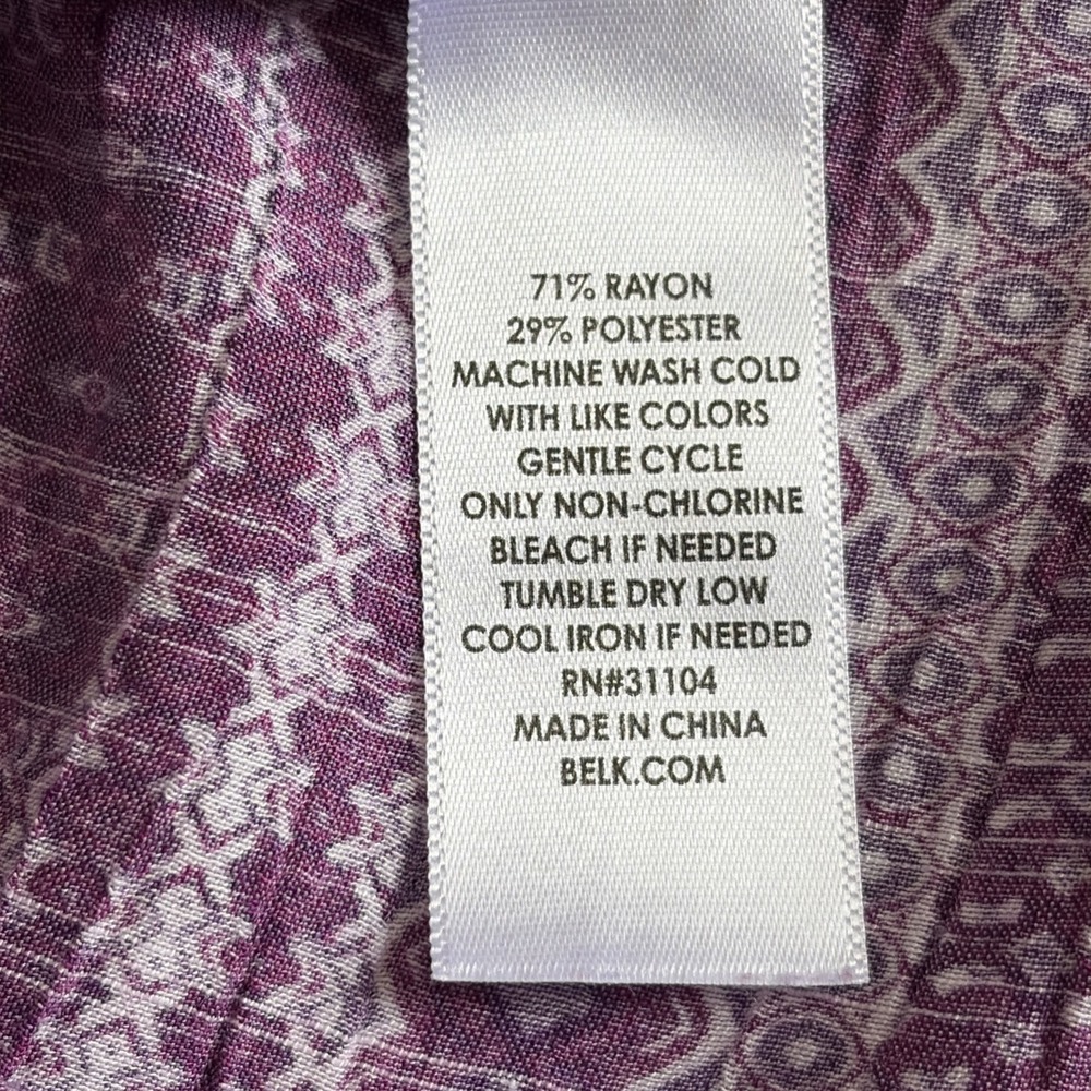 Kim Rogers Women's V-Neck 3/4 Sleeve Top Size 1X Purple Floral Classic Office‎ - Picture 9 of 9